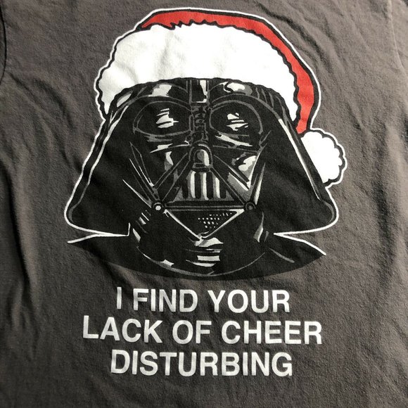 Mens Star Wars Size Medium Gray Darth Vader Christmas Funny Meme Shirt Holiday - Picture 3 of 6